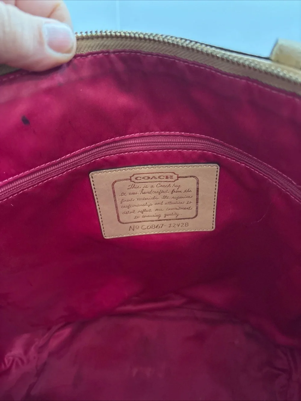 Coach Khaki Signature Canvas Tote with Gold Trim